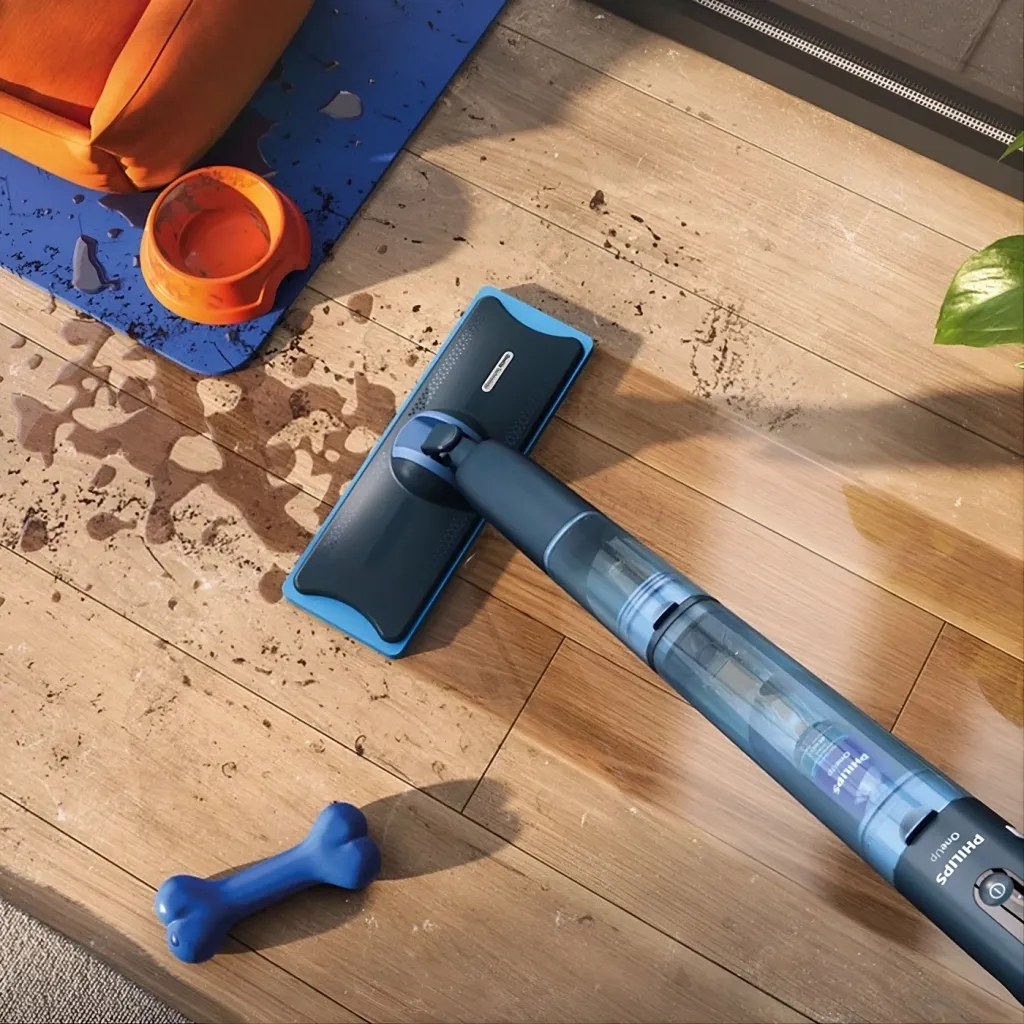 Reinigingskop van de OneUp op de vloer